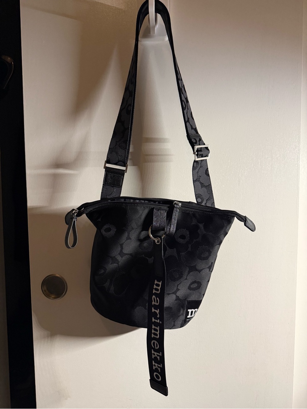Marimekko Black Floral Jacquard Crossbody Bag